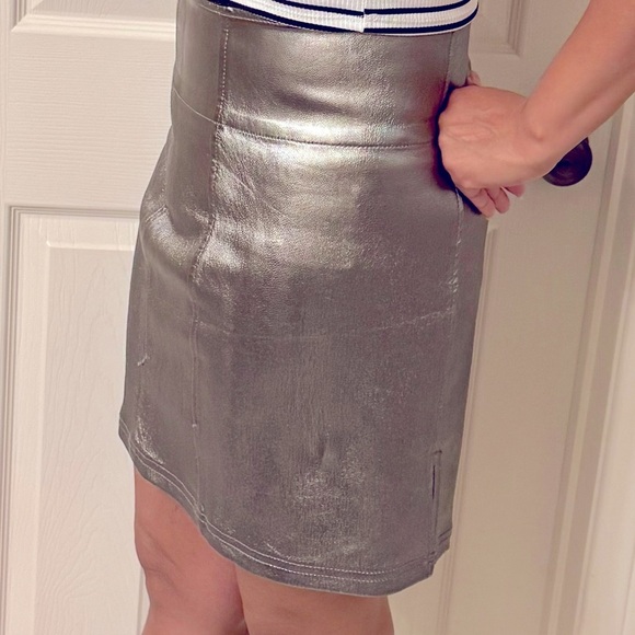 FREE PEOPLE Metallic Silver Skirt - Picture 3 of 6
